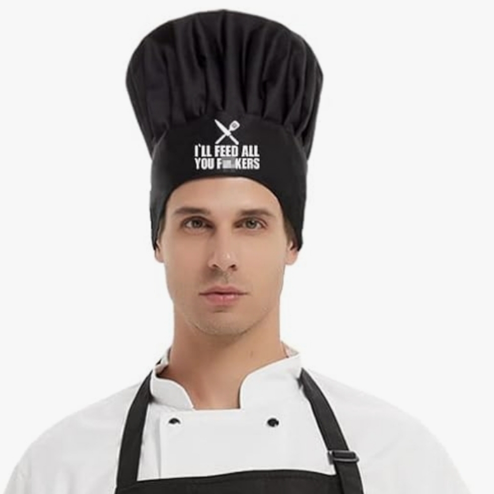 Black Chef Apron with Bold White Slogan